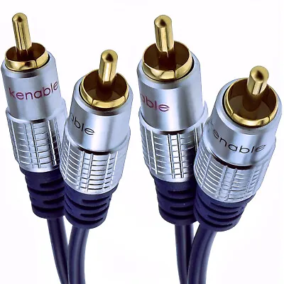 0.5m 50cm OFC HQ 2 RCA Phono Plugs Shielded Audio HI-FI Mixer Cable Gold • £4.50