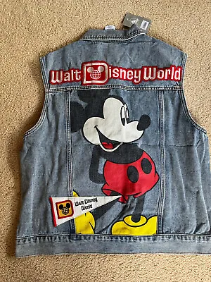 $120 • Buy NWT Walt Disney World WDW 50th Anniversary Vault Retro Denim Vest L