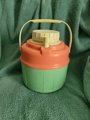 Vintage Picnic Water Cooler Jug With Spout Pink Teal 80’s Lemonade Punch • $15.61