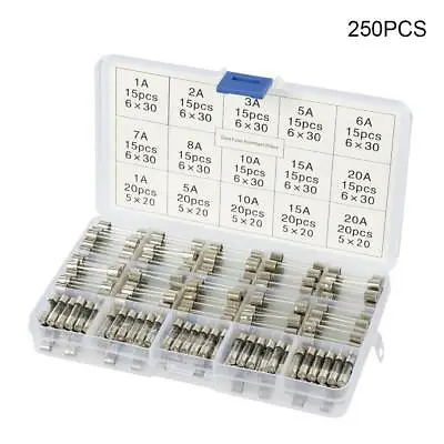 250Pcs Glass Fuse 5*20mm/6*30mm Slow Blow 250V / Select From 1A To 20A Amp Ajhc • $23.53