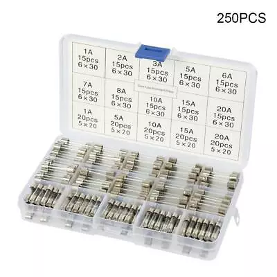 250Pcs Glass Fuse 5*20mm/6*30mm Slow Blow 250V / Select From 1A To 20A Amp Sr • $17.73