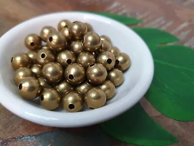 10.0mm Brass Beads 10 Pcs Of Brass Spacer Beads (2.5mm Hole) Jewelry Crafting • £4