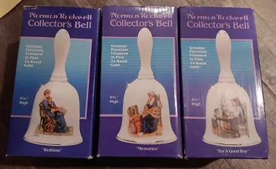 Lot Of 3 Vintage Norman Rockwell Porcelain Collector's Bell 24kt Gold Trim • $7.99