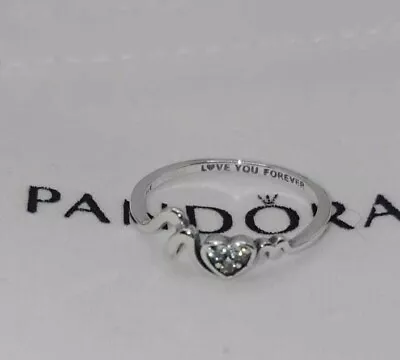 Pandora Moments Sterling Silver Mom Pavé Heart Ring 191149C01-54 Authentic • $45.99