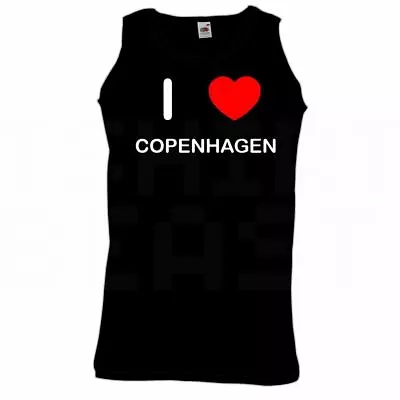 I Love Heart Copenhagen - Quality Printed Cotton Gym Vest • $14.92