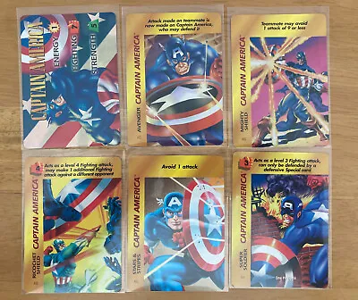 Marvel Overpower CCG Captain America Trading Card Set Of 6 Premium Cards Fleer • £20