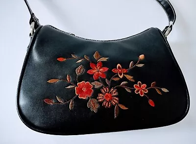 Rosetti NEW Black Embroidered Floral Purse Handbag With Removable Wallet NWT • $50.57