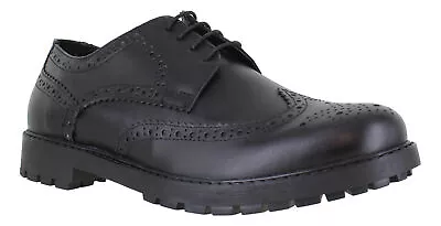 Oaktrak Richard Mens Casual Chunky Brogue Leather Lace Up Shoes • £24.99