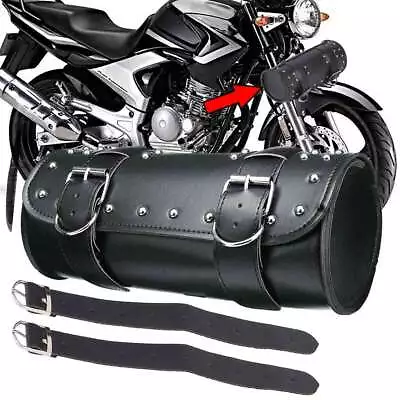 Motorcycle Front Fork Tool Bag SaddleBag Storage Pouch Luggage Handlebar Leather • $14.89