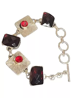 Antique Vintage Bohemian Garnet Amber Red Stone Bracelet Adjustable 6.5  - 8  • $189.99