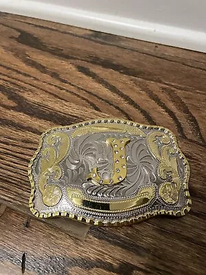 New Initial   J    Rodeo Big Cowboy Western Belt Buckle • $9.50