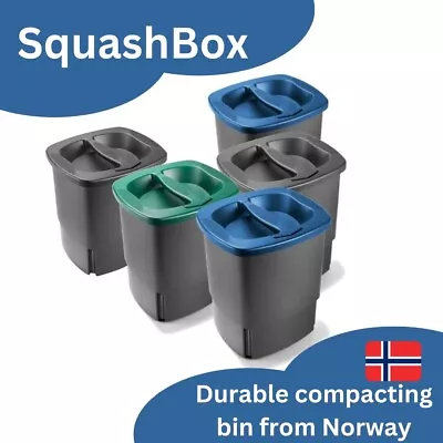 SquashBox: Compacting Small Waste Bin For Kitchen Bathroom Recycling • £19.99