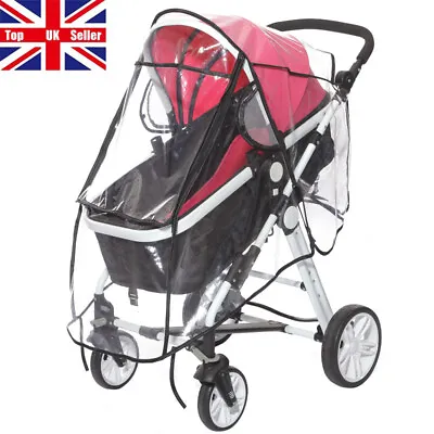 Universal Pushchair Raincover Baby Pram Buggy Stroller Clear Rain Cover • £5.87