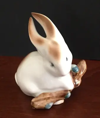 Vintage Zsolnay Ceramic Rabbit Bunny Figurine - Hand Painted - Made In Hungary • $25