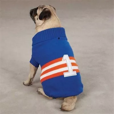 Zack & Zoey Collegiate 1 Dog Puppy Sweater Coat Jacket Blue Orange White XSMALL • $8.99