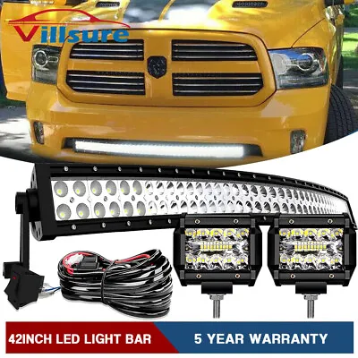 Fit Dodge RAM 1500 09-18 Hidden Bumper Grille 42'' Curved LED Light Bar + Wiring • $79.68