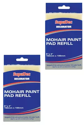 2x Mohair Decorating Paint Pad Refill 6  X 4  150mm X 100mm Painting DIY • £6.40
