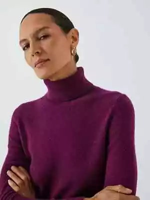 John Lewis Ladies Cashmere Roll Neck Jumper Merlot UK 10 New With DEFECT! £99 • £0.99