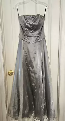 Vintage Scott McClintock Gown 2000 Millennium Womens Size 6 Silver Strapless Y2K • $69.88