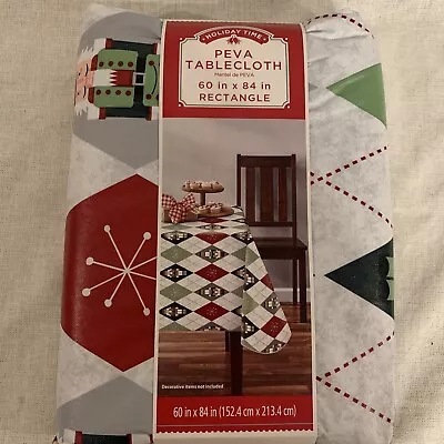 Tablecloth PEVA Vinyl Christmas HOLIDAY TIME Nutcracker Argyle 60  X 84  *NEW* • $15