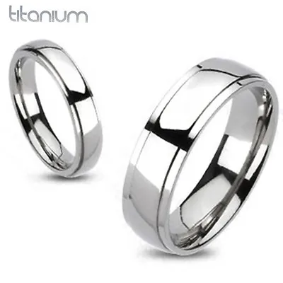 New Stunning Solid TITANIUM Classic Beveled Mens / Ladies Wedding Band Ring (R42 • £6.99