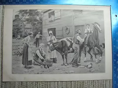 A B Frost  THE SICK COW  1904 DRAWING Of EARLY FARM / BARN SCEEN VETENARY PRINT  • $12.50