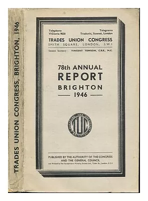 TEWSON VINCENT. MCINTOSH J Report Of Proceedings At The 78th Annual Trades Uni • $45.26