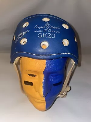 Vintage- Rare - Cooper Weeks SK20 Hockey Helmet.  Leather.  Made In Canada. • $290