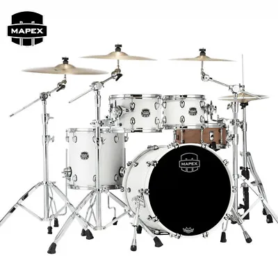 Mapex Saturn Rock 4-Piece 22  Maple/Walnut Shell Pack Satin White SR529XURM • $1879