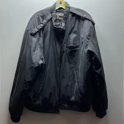 Members Only Black Long Sleeve Pockets Full-Zip Bomber Jacket XL Broken Zipper • $15