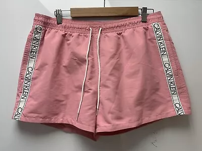 CALVIN KLEIN Mesh Lined Swimwear Sports Shorts Baby Pink Size XL • £14.99