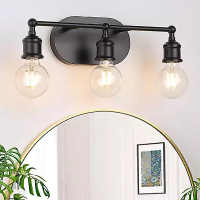 Bathroom Light Fixtures 3-Light Black Vanity Light Vintage Wall Sconce Lightin • $46.74