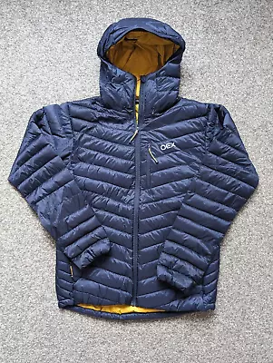 OEX Puffer Jacket Adult Large Blue Kintra Down Hooded Lightweight Outdoor Mens • £70