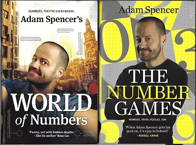 2 Books By Adam Spencer ;  World Of Numbers & The Number Games - Softcovers • $39.95