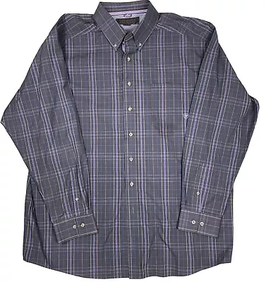 Ariat Pro Series Men XXL Blue Gray Plaid Long Sleeve Button Western Shirt Vented • $25.99