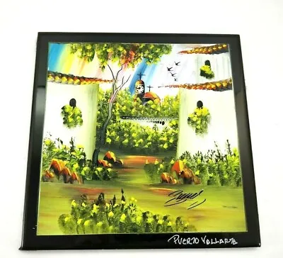 Puerto Vallarta Mexico Hand Painted Tile Wall Art Pueblo Village Church Signed • $30.80