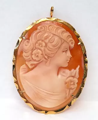 Shell Cameo Brooch Marked 800 5.5 CM Classic Jewellery Gold Frame • £39.99