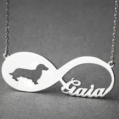 Personality Infinity Pet Dog Pendant Custom Puppy Name Necklace Memorial Jewelry • $7.99
