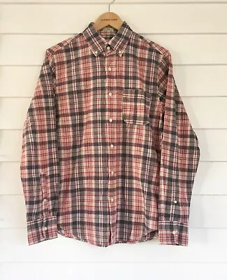 J. Crew Indian Madras Red Plaid Long Sleve Button Up Shirt Big Boys Size S • $30