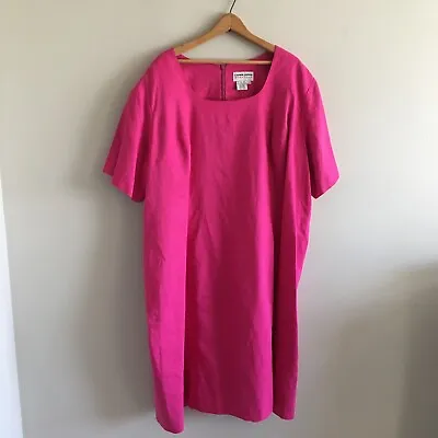 Carol Horn Workshop Vintage Fuchsia Pink Linen Blend Dress Shoulder Pads Sz 26W • $30.32