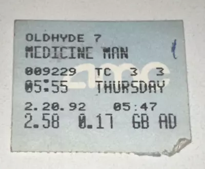 2/20/92 Medicine Man Video Movie Ticket Stub OPENING MONTH Oldhyde 7 AMC Theater • $29.99