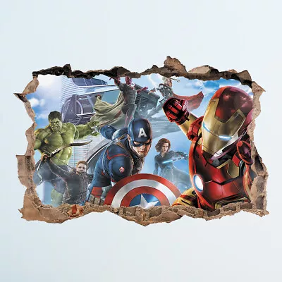 £17.99 • Buy 3D Marvel Avengers Hole In Wall Sticker Art Decal Decor Kids Bedroom Decoration