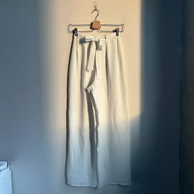 $19.99 • Buy Zara Women's Flowy Pleated Pull On Straight Leg Pant In White Size MEDIUM
