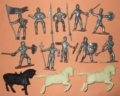 Orig.  1950's Set Marx 54mm KNIGHTS & HORSES For Castle Playset Etc • $34.50
