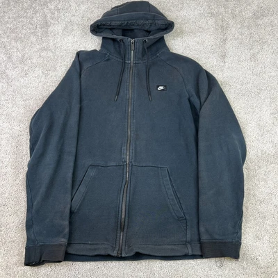 $19.99 • Buy Nike Sweatshirt Mens Large Black Hoodie Full Zip Tech Box Logo Swoosh Sportswear