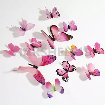 12pcs Decals Stickers 3D Butterfly Home DIY Wall Art Kids Child Room Decoration  • £3.10