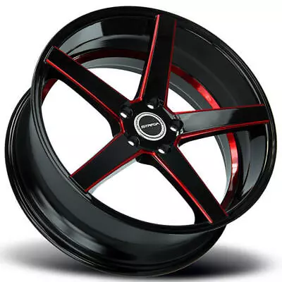 (4) 20  Strada Wheels Perfetto Gloss Black Candy Red Milled Rims(B11) • $1185