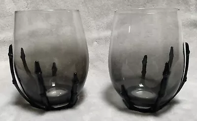NEW X2 3D Metal Skeleton Hand Stemless Wine Glass 19oz Smoked Ombre • $22.49