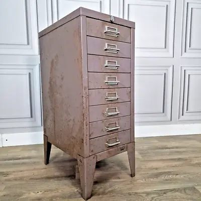 Retro Vintage Stor Steel Metal Filing Cabinet 8 Drawers - Industrial Chic • £129.99