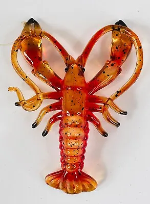 Vtg Orange&red Lobster Acrylic Plastic Hanging Ornament W String &hook • $9.99